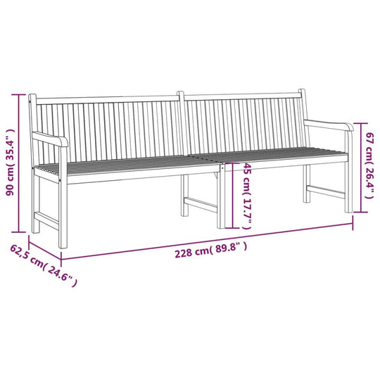 Garden Bench 228 cm Solid Teak Wood