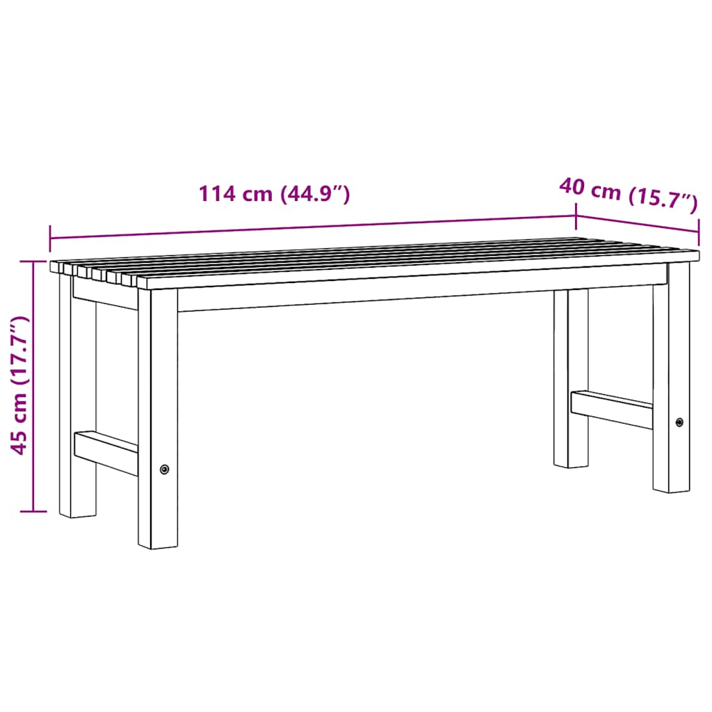 VidaXL Garden Bench 114 cm Solid Teak Wood