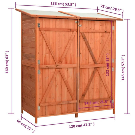 Garden Tool Shed 136x75x160 cm Solid Firwood