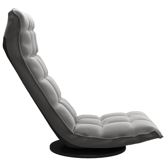 Swivel floor chair in dark grey velvet, ideal for comfort during meditation, gaming, and relaxation in outdoor living spaces.