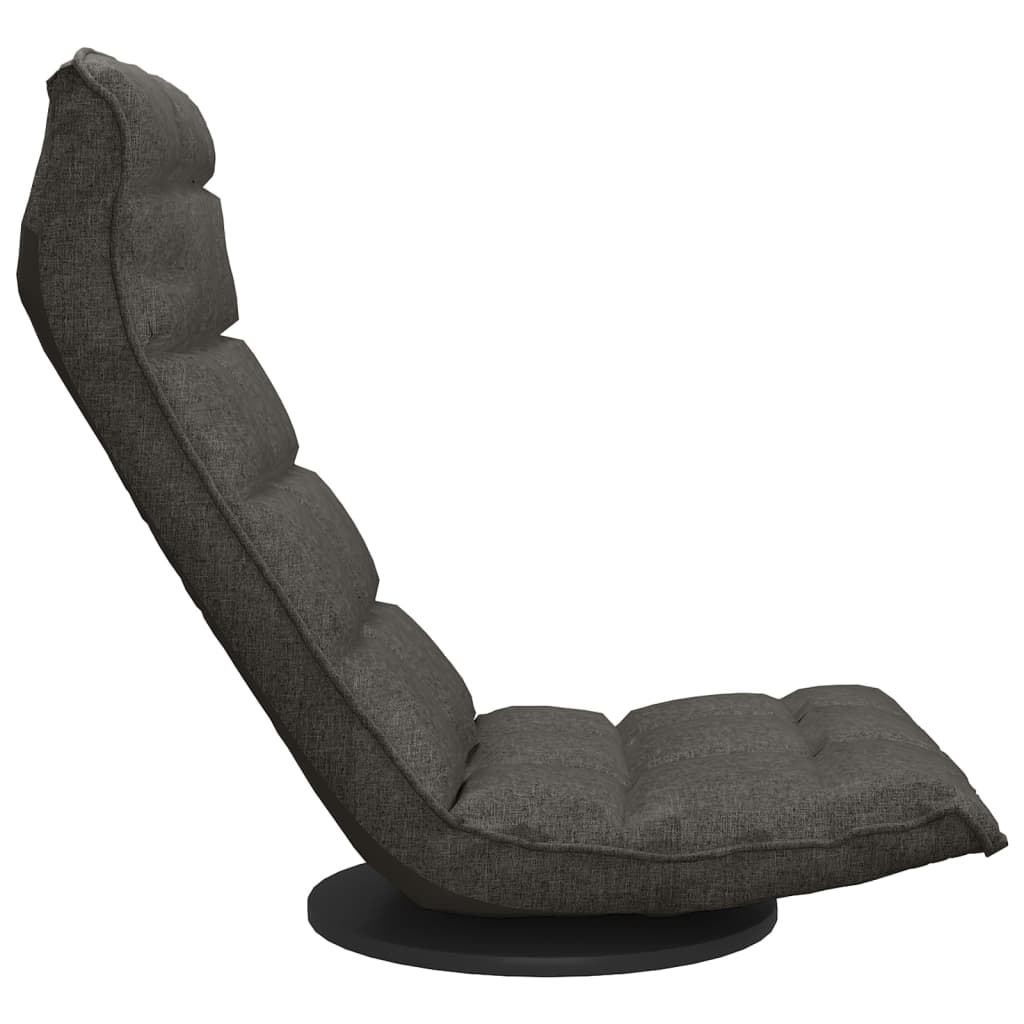 Swivel floor chair in dark grey fabric, ideal for outdoor living spaces and meditation, featuring adjustable angles.