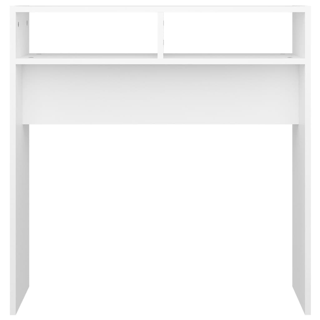 Console Table  78x30x80 cm Engineered Wood in white finish with open shelves for decorative items.