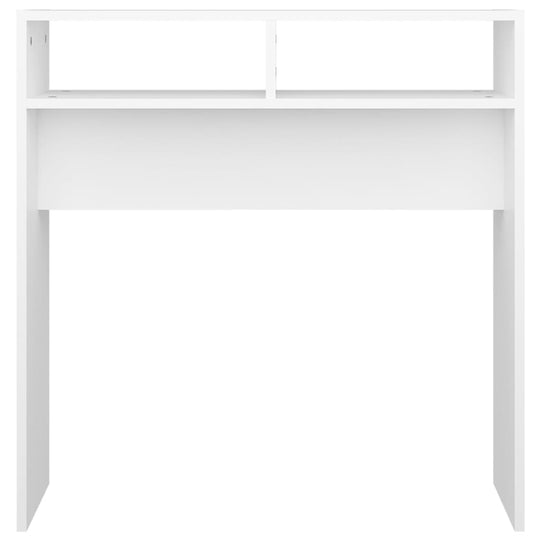 Console Table  78x30x80 cm Engineered Wood in white finish with open shelves for decorative items.