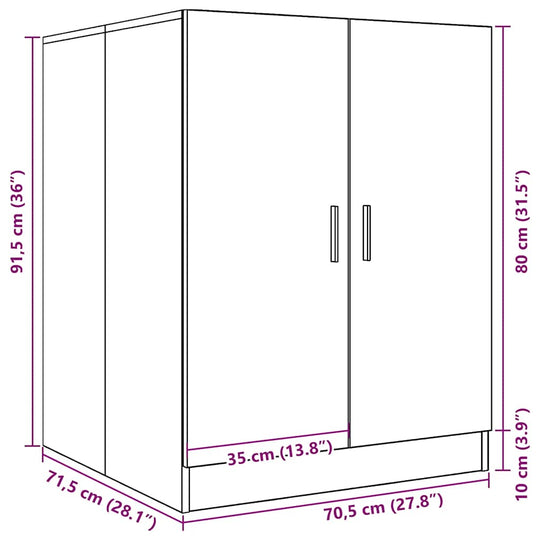 Washing Machine Cabinet Black 71x71.5x91.5 cm