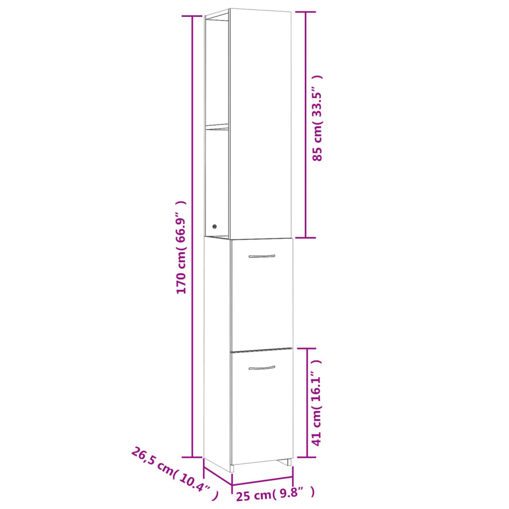 Bathroom Cabinet 25x26.5x170 cm Engineered Wood , Furniture -> Furniture Sets -> Bathroom Furniture Sets , Bathroom Furniture Sets,Durable,eligant,Furniture -,Furniture Sets -,Home & Garden -,Modern Design,new-305021