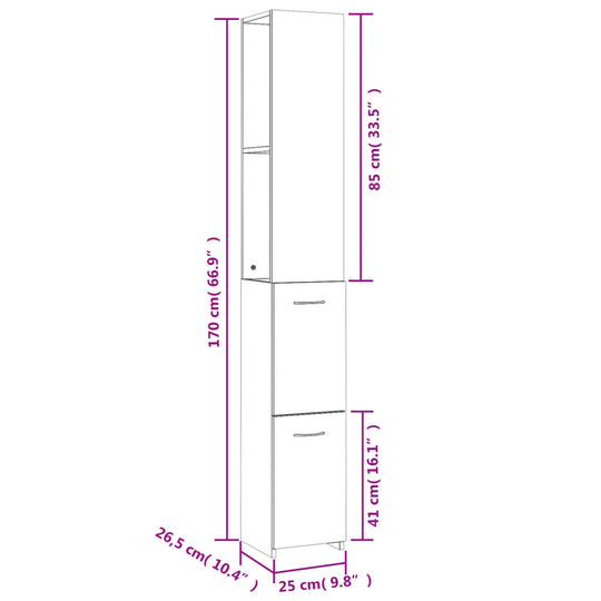 Bathroom Cabinet 25x26.5x170 cm Engineered Wood , Furniture -> Furniture Sets -> Bathroom Furniture Sets , Bathroom Furniture Sets,Durable,eligant,Furniture -,Furniture Sets -,Home & Garden -,Modern Design,new-305021