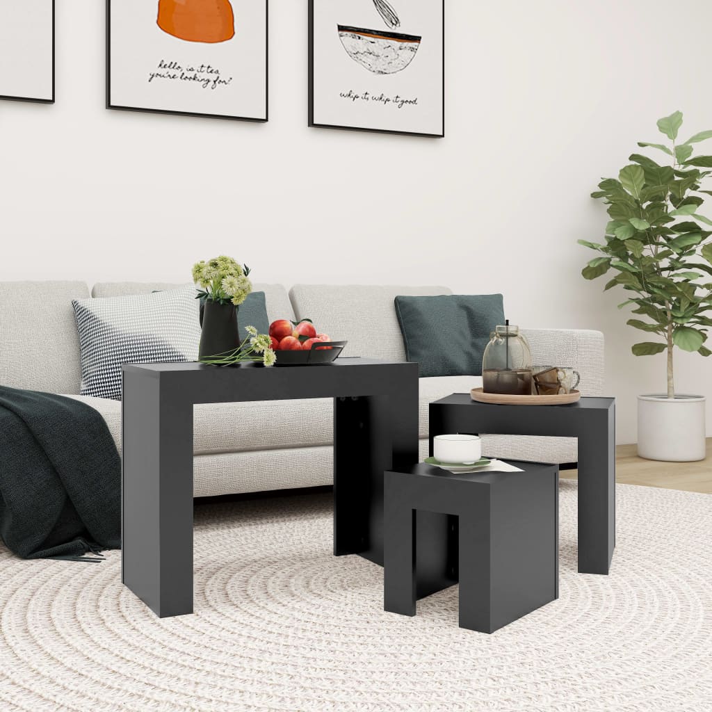 Nesting Coffee Tables 3 pcs Engineered Wood , Furniture -> Tables -> Accent Tables -> Coffee Tables , Accent Tables -,Coffee Tables,Durable,eligant,Furniture -,Home & Garden -,Modern Design,new-305021,Tables -