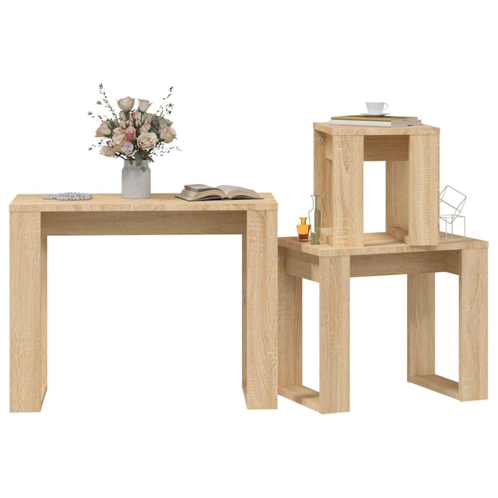 Nesting Tables 3 pcs Sonoma Oak Engineered Wood , Furniture -> Tables -> Accent Tables -> End Tables , Accent Tables -,Durable,eligant,End Tables,Furniture -,Home & Garden -,Modern Design,new-305021,Tables -,Wooden Furniture