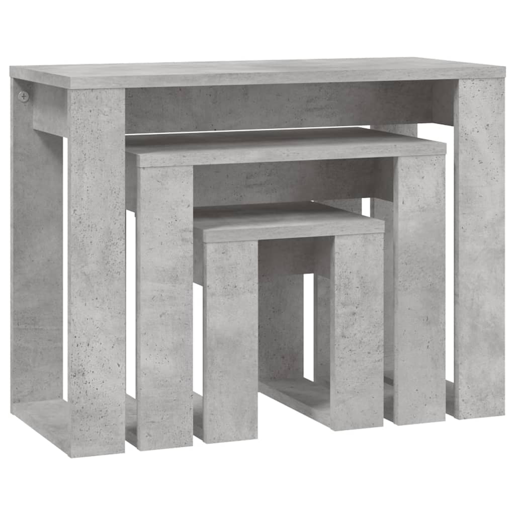 Nesting Tables 3 pcs Concrete Engineered Wood in a modern design, perfect for small spaces and versatile use.