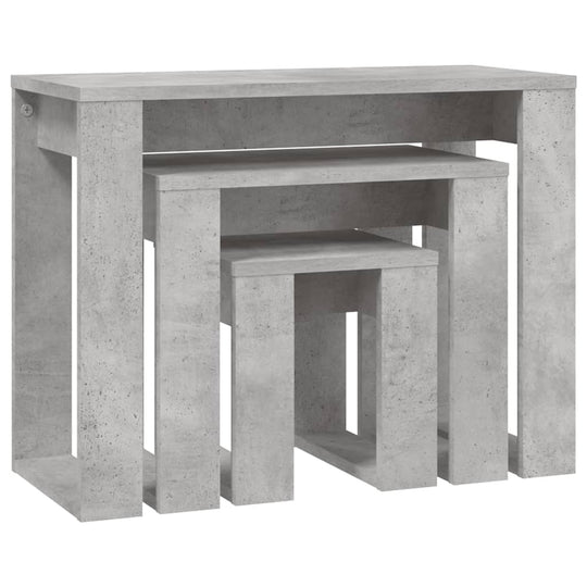 Nesting Tables 3 pcs Concrete Engineered Wood in a modern design, perfect for small spaces and versatile use.