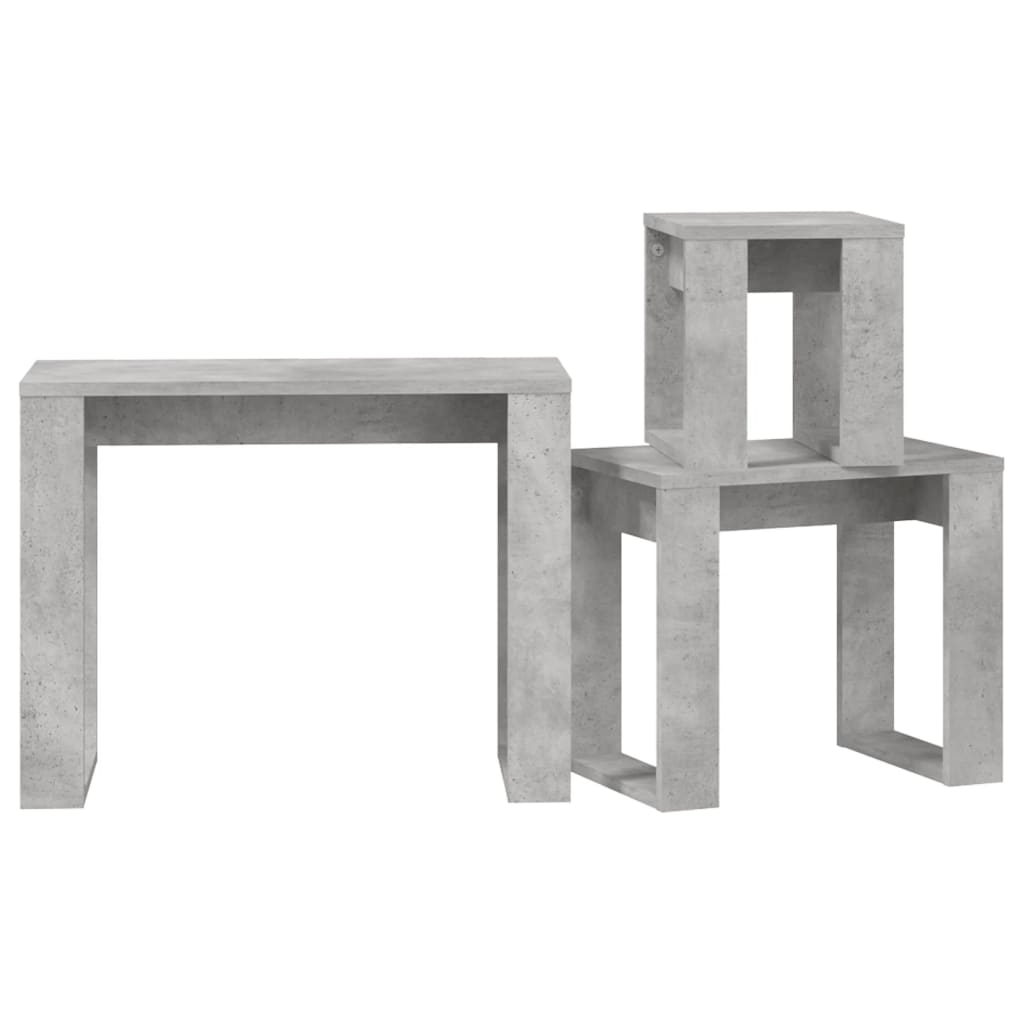 Nesting Tables 3 pcs Concrete Engineered Wood displayed together in modern design, ideal for small spaces.