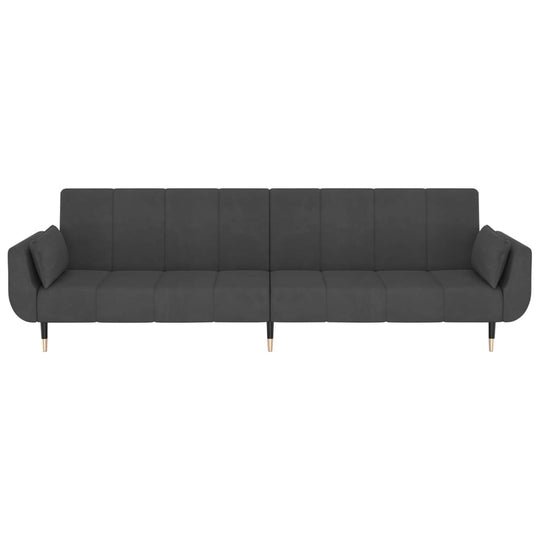 2-Seater Sofa Bed with Two Pillows Velvet , Furniture -> Sofas , black,dark fabric,Decor -,Durable,Durable Construction,fabric,Furniture -,Home Decor,Interior Design,Luxury Furniture,Modern Design,new-305021,sofa set,Sofas,Unique Design,Velvet