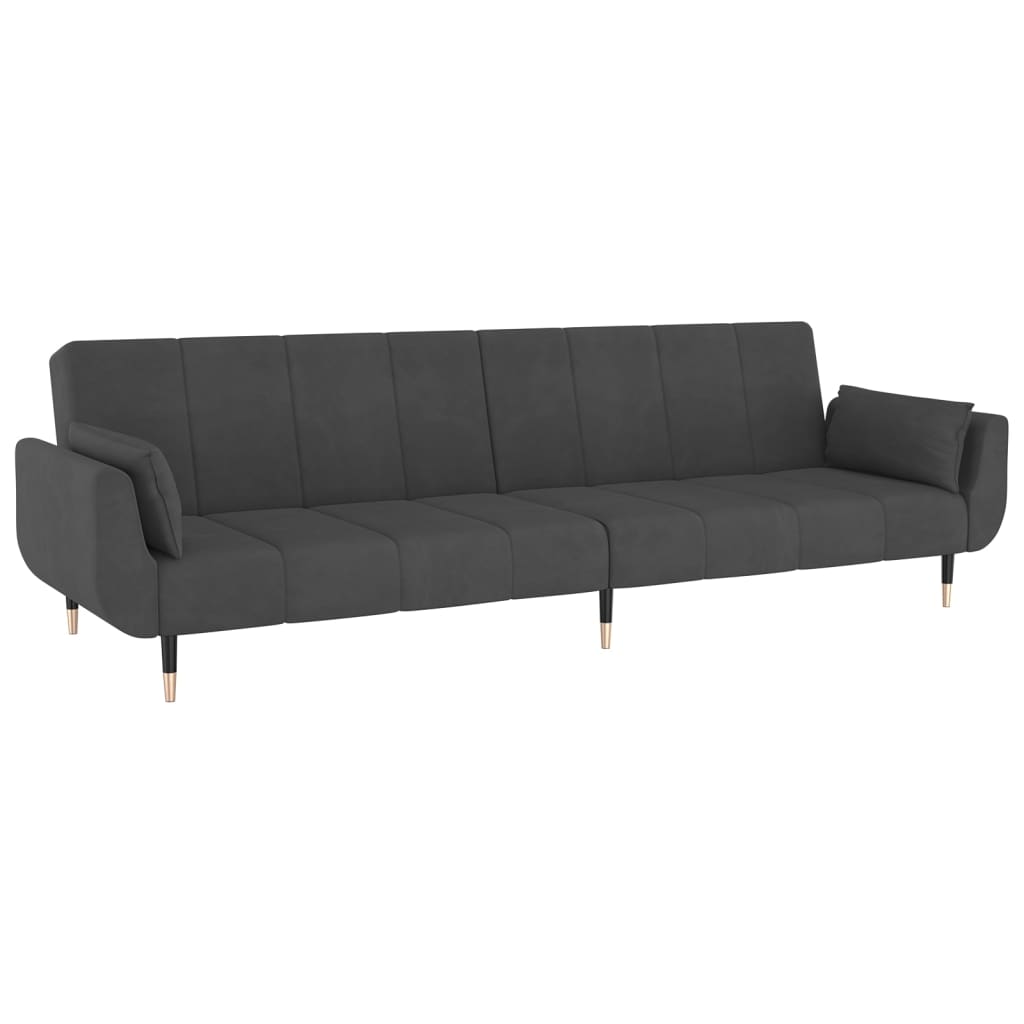 2-Seater Sofa Bed with Two Pillows Velvet , Furniture -> Sofas , black,dark fabric,Decor -,Durable,Durable Construction,fabric,Furniture -,Home Decor,Interior Design,Luxury Furniture,Modern Design,new-305021,sofa set,Sofas,Unique Design,Velvet