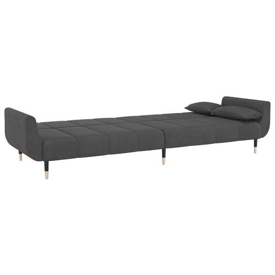 2-Seater Sofa Bed with Two Pillows Velvet , Furniture -> Sofas , black,dark fabric,Decor -,Durable,Durable Construction,fabric,Furniture -,Home Decor,Interior Design,Luxury Furniture,Modern Design,new-305021,sofa set,Sofas,Unique Design,Velvet