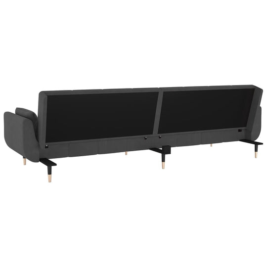 2-Seater Sofa Bed with Two Pillows Velvet , Furniture -> Sofas , black,dark fabric,Decor -,Durable,Durable Construction,fabric,Furniture -,Home Decor,Interior Design,Luxury Furniture,Modern Design,new-305021,sofa set,Sofas,Unique Design,Velvet