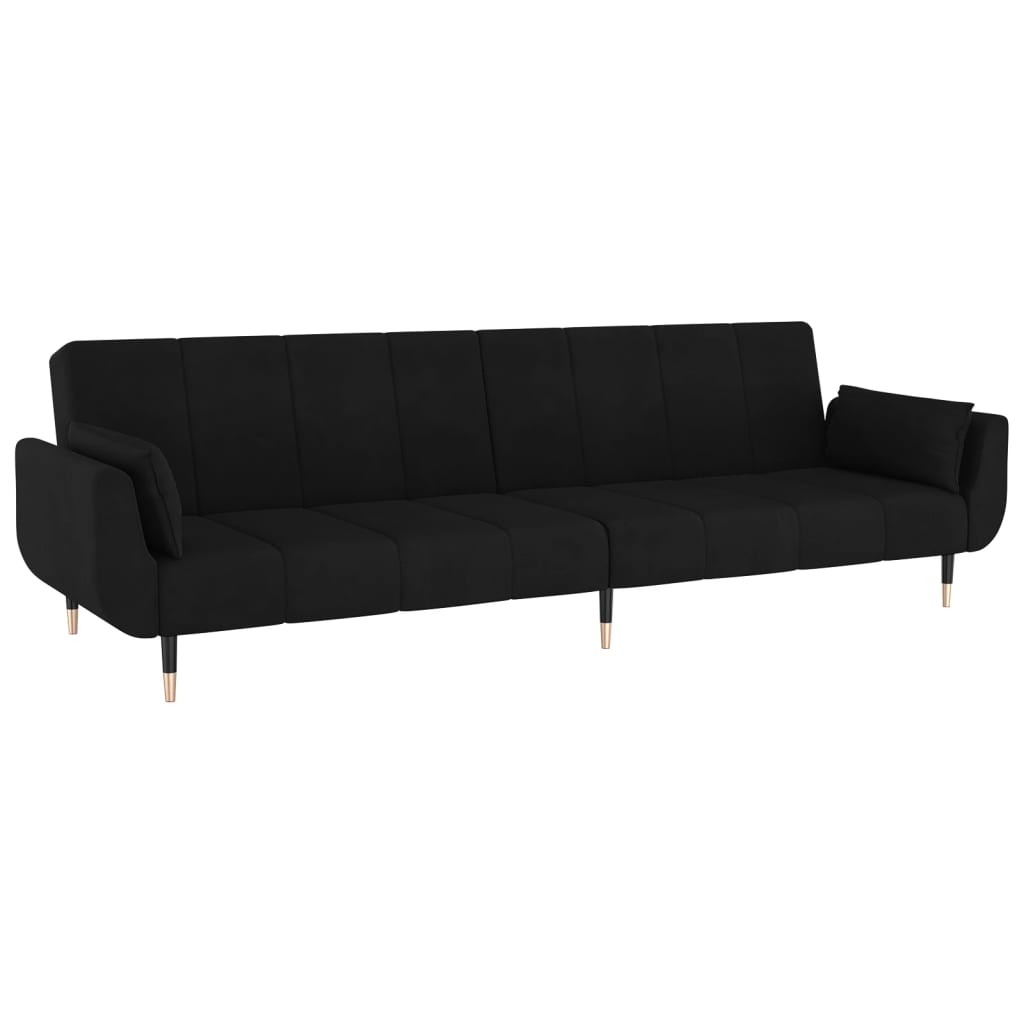 2-Seater Sofa Bed with Two Pillows Velvet , Furniture -> Sofas , black,dark fabric,Decor -,Durable,Durable Construction,fabric,Furniture -,Home Decor,Interior Design,Luxury Furniture,Modern Design,new-305021,sofa set,Sofas,Unique Design,Velvet