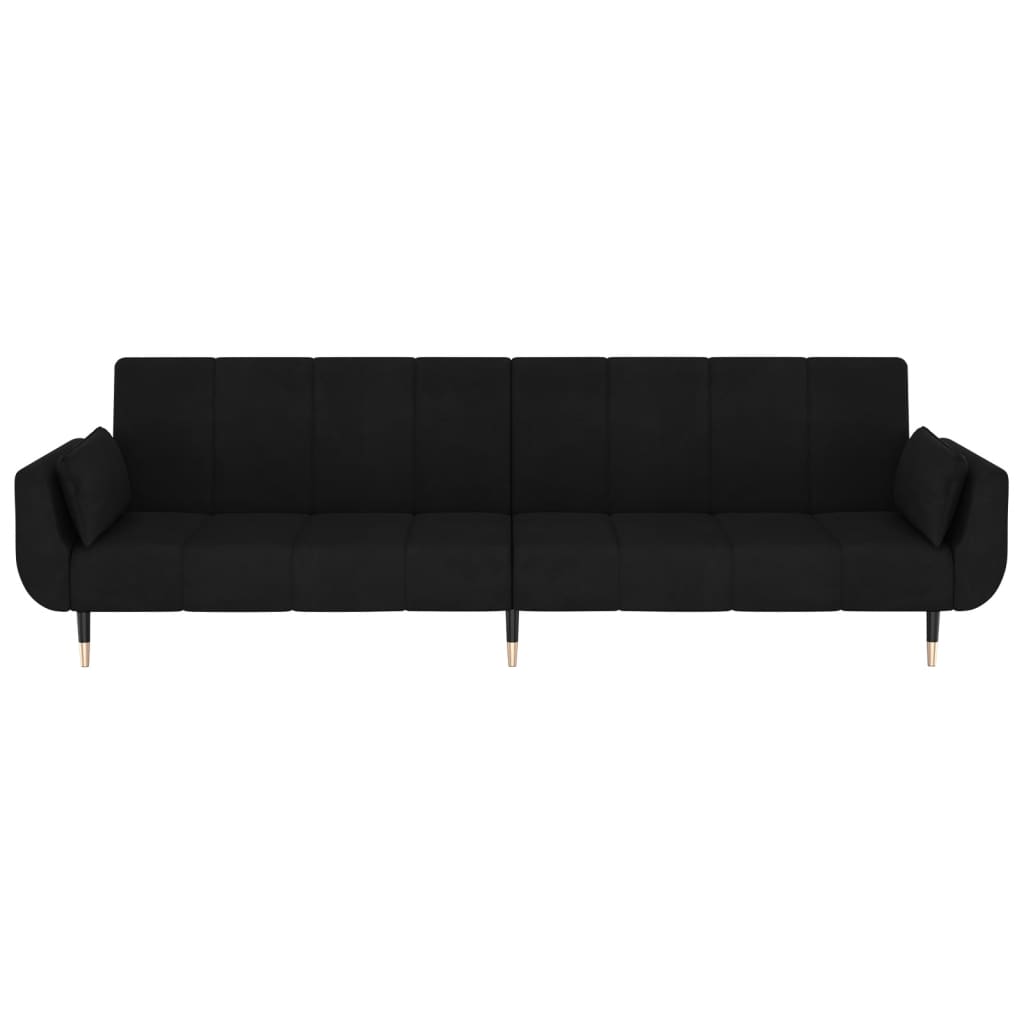 2-Seater Sofa Bed with Two Pillows Velvet , Furniture -> Sofas , black,dark fabric,Decor -,Durable,Durable Construction,fabric,Furniture -,Home Decor,Interior Design,Luxury Furniture,Modern Design,new-305021,sofa set,Sofas,Unique Design,Velvet