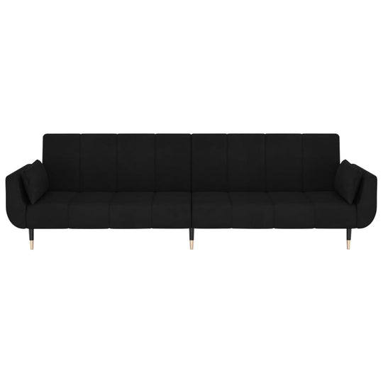 2-Seater Sofa Bed with Two Pillows Velvet , Furniture -> Sofas , black,dark fabric,Decor -,Durable,Durable Construction,fabric,Furniture -,Home Decor,Interior Design,Luxury Furniture,Modern Design,new-305021,sofa set,Sofas,Unique Design,Velvet