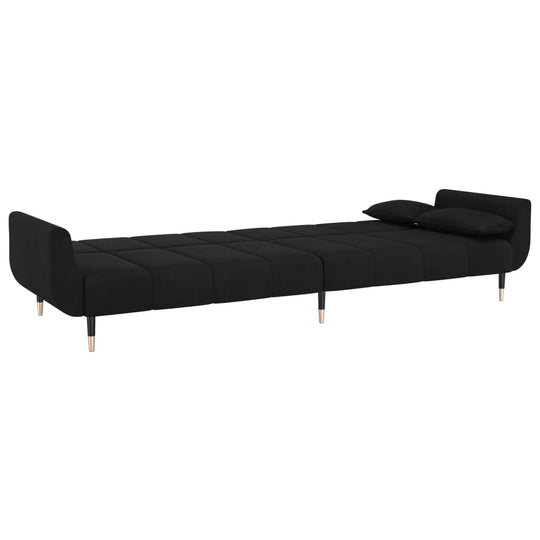 2-Seater Sofa Bed with Two Pillows Velvet , Furniture -> Sofas , black,dark fabric,Decor -,Durable,Durable Construction,fabric,Furniture -,Home Decor,Interior Design,Luxury Furniture,Modern Design,new-305021,sofa set,Sofas,Unique Design,Velvet