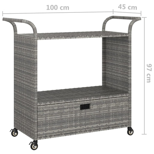 Bar Cart with Drawer 100x45x97 cm Poly Rattan , Furniture -> Trolleys -> Kitchen & Dining Trolleys , Durable,eligant,Furniture -,Home & Garden -,Kitchen & Dining Trolleys,Modern Design,new-305021,Outdoor Furniture -,Trolleys -