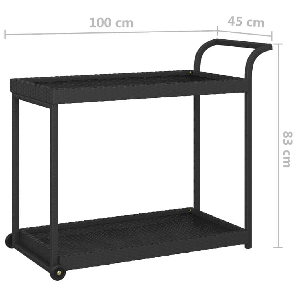 Bar Cart Black 100x45x83 cm Poly Rattan