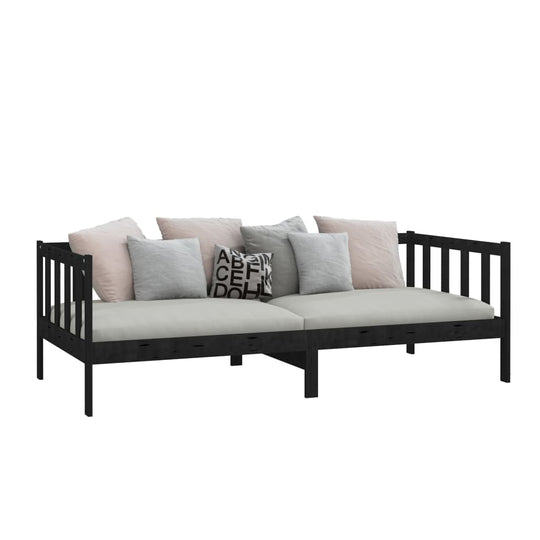 Day Bed without Mattress Black Solid Wood Pine 90x200cm