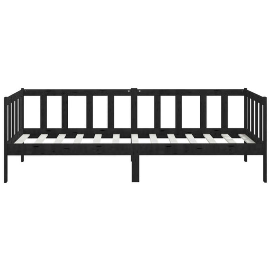 Day Bed without Mattress Black Solid Wood Pine 90x200cm