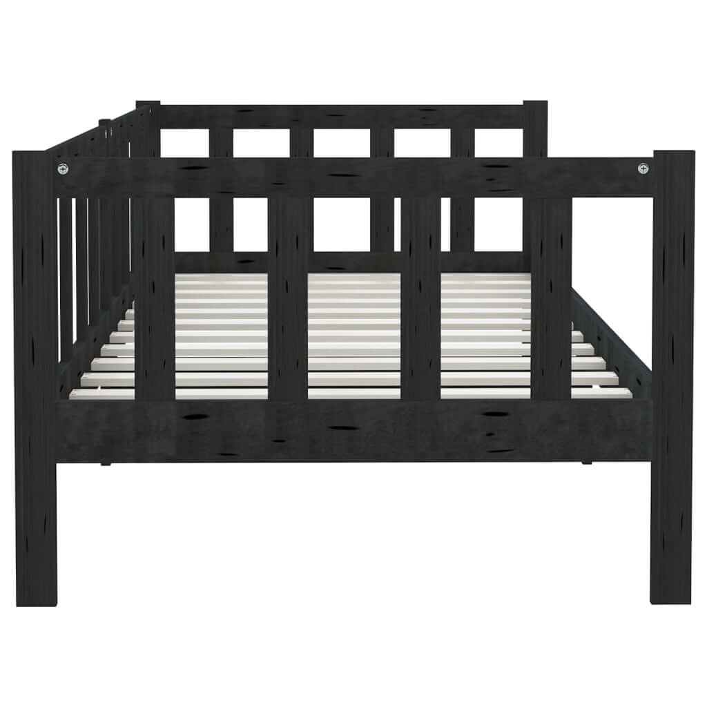 Day Bed without Mattress Black Solid Wood Pine 90x200cm