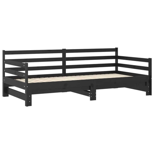 Pull-out Day Bed without Mattress Black 2x(90x200)cm