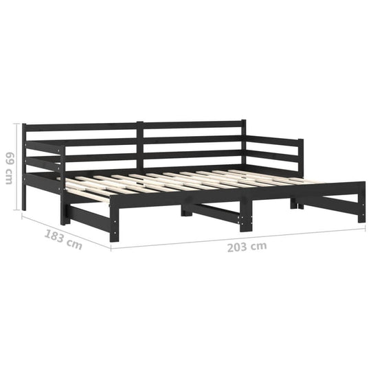 Pull-out Day Bed without Mattress Black 2x(90x200)cm