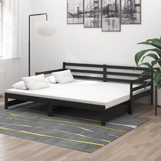 Pull-out Day Bed without Mattress Black 2x(90x200)cm