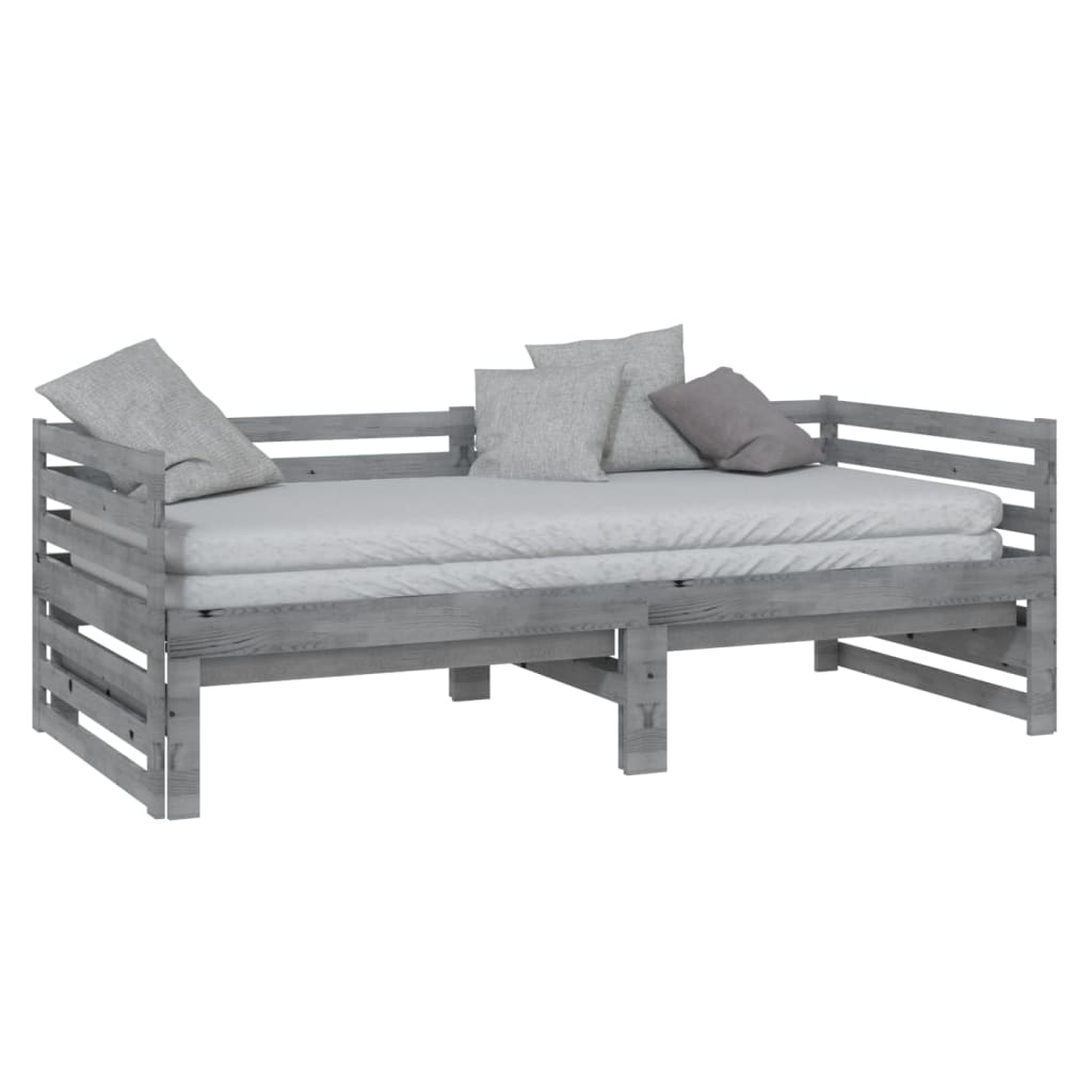 Pull-out Day Bed without Mattress Grey 2x(90x200)cm