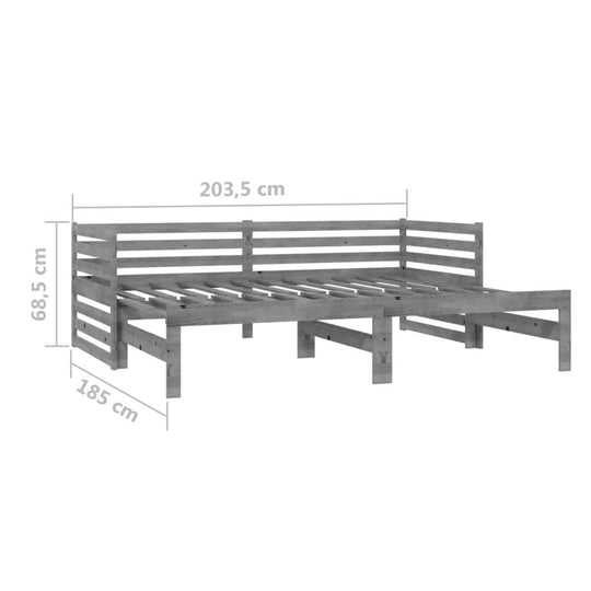 Pull-out Day Bed without Mattress Grey 2x(90x200)cm