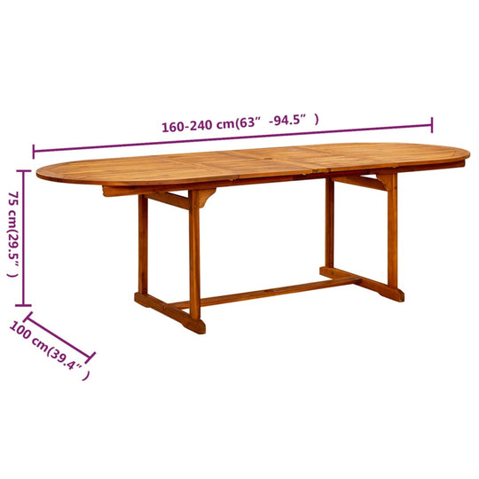 Garden Dining Table (160-240)x100x75 cm Solid Acacia Wood