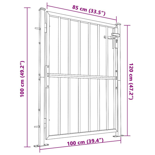 Diagram of Garden Gate 100x120 cm Stainless Steel with measurements
