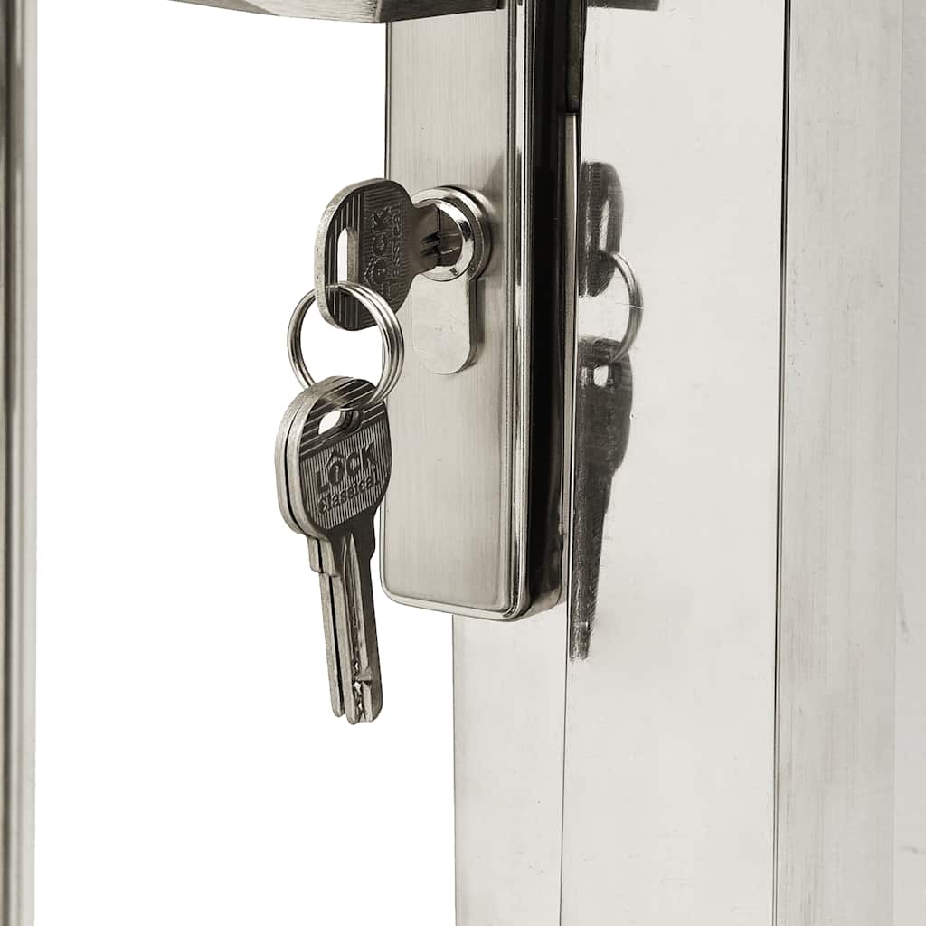 Lock and keys of Garden Gate 100x175 cm Stainless Steel showcasing security and durability features.