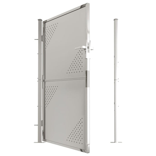 Contemporary stainless steel garden gate, 100x100 cm, ideal for outdoor living space and patio security.