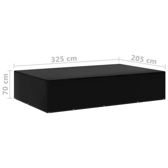 Garden Furniture Covers pcs 12 Eyelets 325x205x70 cm, black, durable polyethylene, water-resistant, UV-resistant, garden protection
