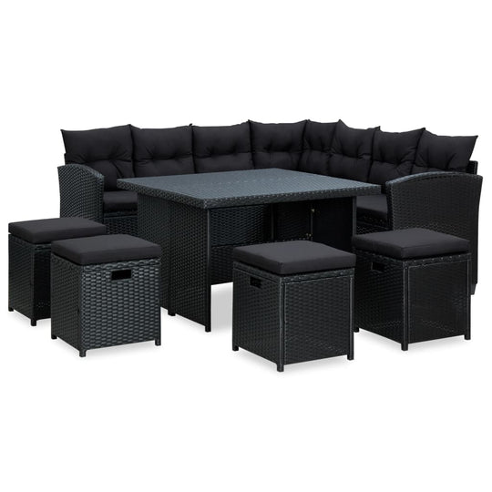 6 Piece Garden Lounge Set with Cushions Poly Rattan