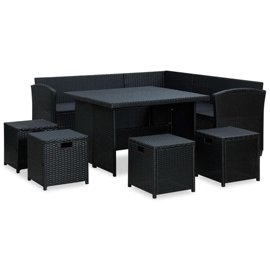 6 Piece Garden Lounge Set with Cushions Poly Rattan