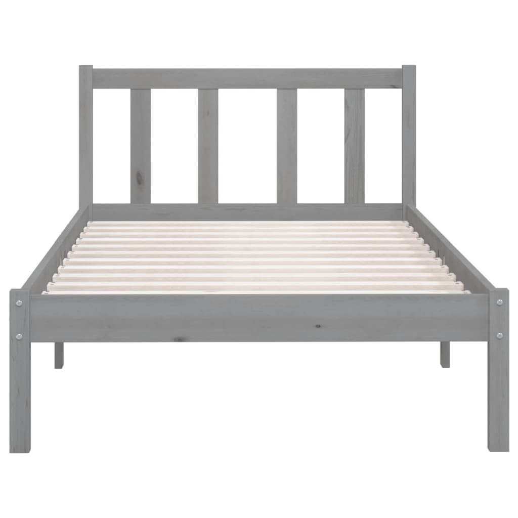 810069  Bed Frame without Mattress Grey Solid Wood 90x200 cm