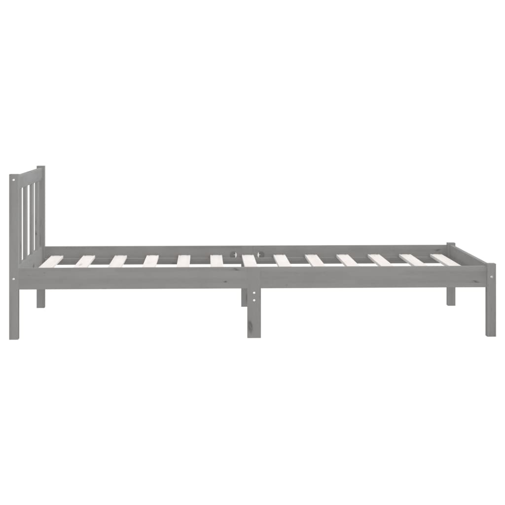 810069  Bed Frame without Mattress Grey Solid Wood 90x200 cm