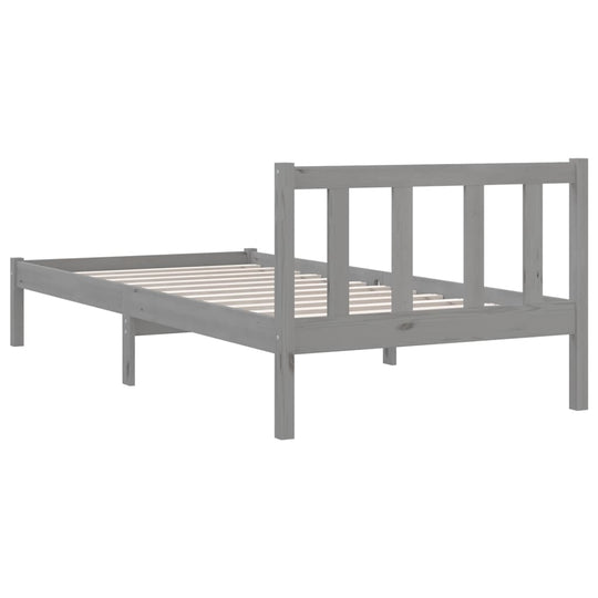 810069  Bed Frame without Mattress Grey Solid Wood 90x200 cm