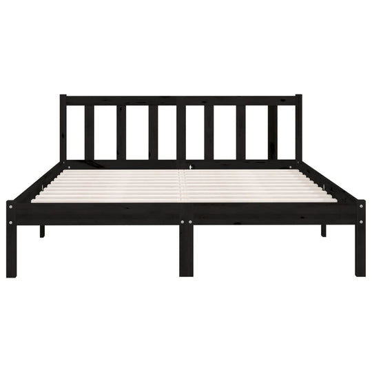 810081  Bed Frame without Mattress Black Solid Wood 120x200 cm