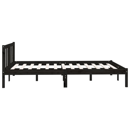 810081  Bed Frame without Mattress Black Solid Wood 120x200 cm