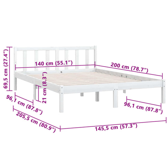 Bed Frame Solid Pinewood 140x200 cm , Furniture -> Beds & Accessories -> Beds & Bed Frames , Beds & Accessories -,Beds & Bed Frames,Durable,Furniture -,Home & Garden -,Modern Design,new-305021