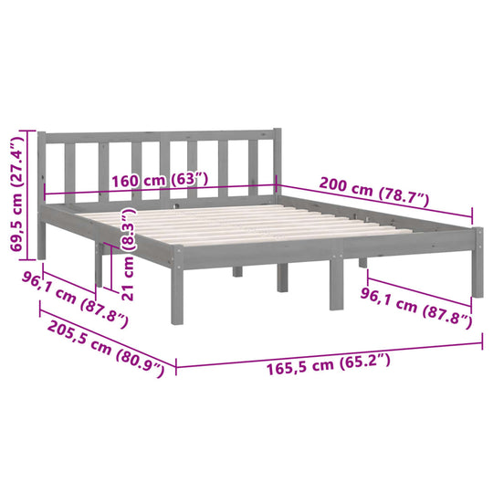 Bed Frame Solid Pinewood 160x200 cm , Furniture -> Beds & Accessories -> Beds & Bed Frames , Beds & Accessories -,Beds & Bed Frames,Durable,eligant,Furniture -,Home & Garden -,Modern Design,new-305021