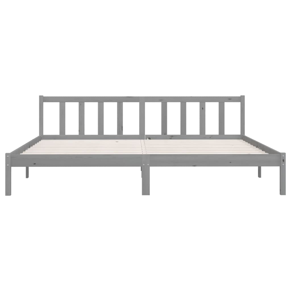 810104  Bed Frame without Mattress Grey Solid Wood 200x200 cm