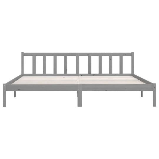 810104  Bed Frame without Mattress Grey Solid Wood 200x200 cm