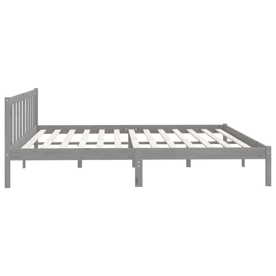 810104  Bed Frame without Mattress Grey Solid Wood 200x200 cm